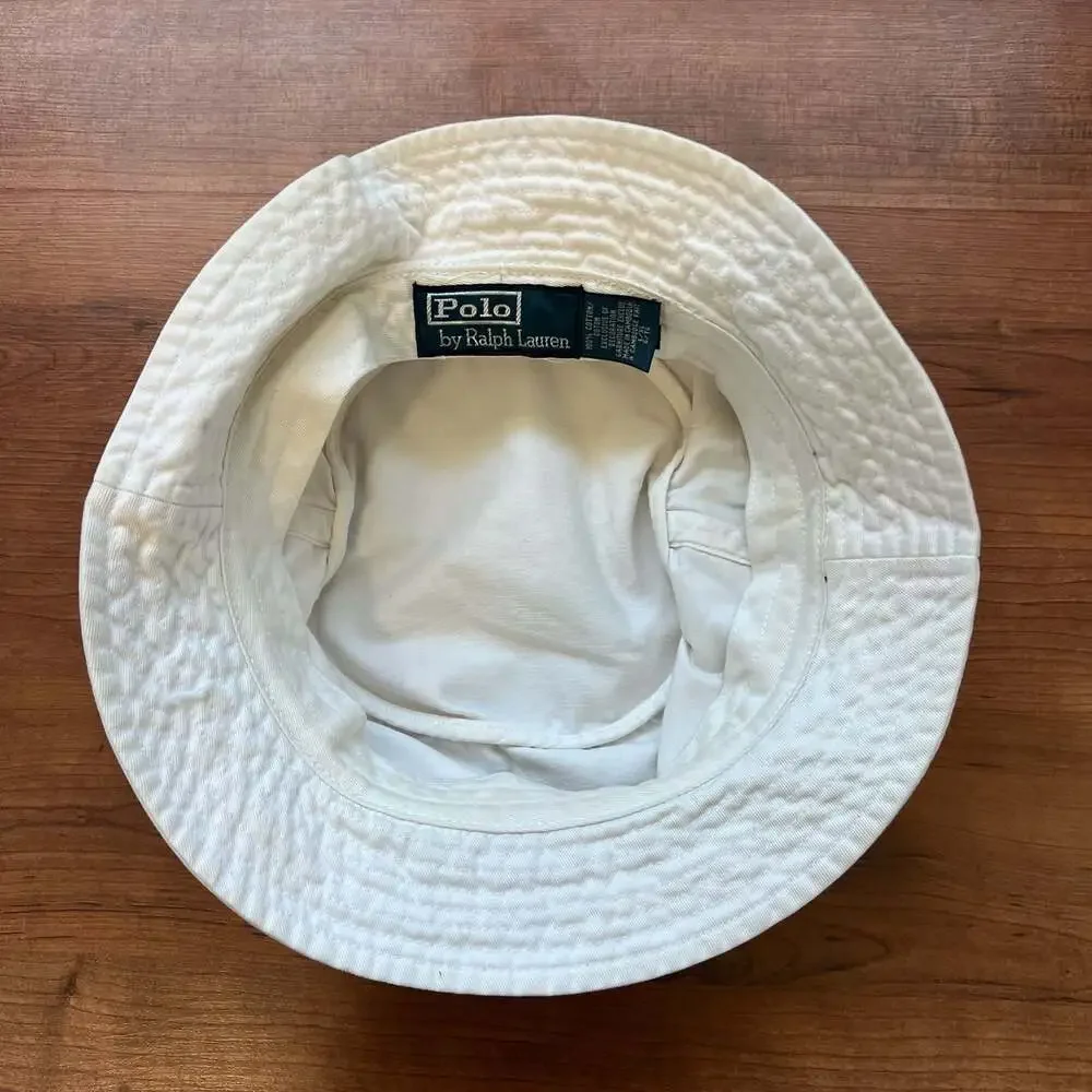 Polo Ralph Lauren White Cotton Chino Bucket Hat Large/X-Large